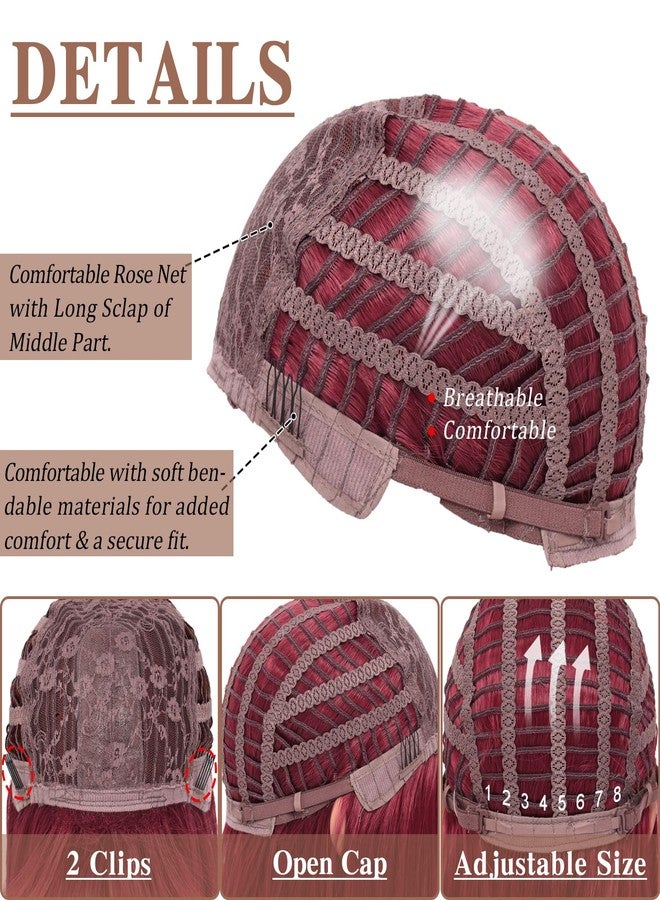 كولورفول كوين شعر مستعار بوب قصير ملون بلون خمري للنساء، مع غرة، شعر مستعار ياكي مستقيم بلون أحمر خمري، شعر مستعار صناعي ناعم، مناسب لأعياد الميلاد والهالوين، مظهر طبيعي للاستخدام اليومي والحفلات والتنكر. - Image 4